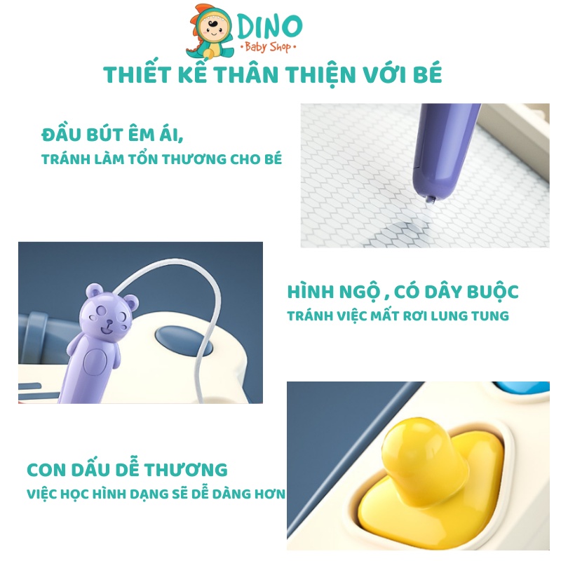 Bảng vẽ tự xoá thông minh có chân bàn, đồ chơi bảng tự xóa phát triển tư duy Dino