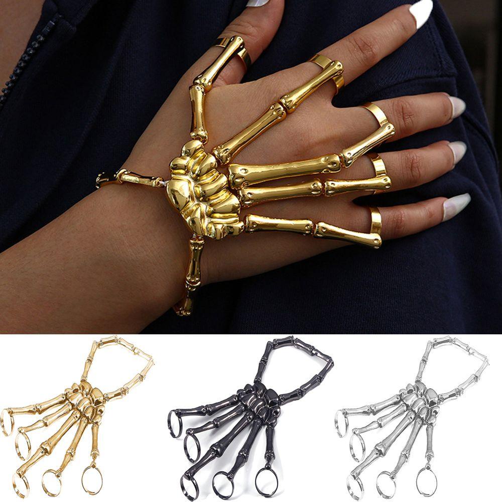 Vòng Tay Co Giãn Mặt Hình Đầu Lâu Phong Cách Gothic Punk Cho Halloween