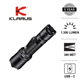 Đèn pin KLARUS XT11R độ sáng 1300 lumen chiếu xa 300m sạc type C pin sạc 18650 2600mAh