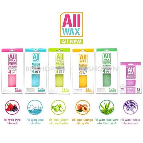 Miếng Wax Lạnh All Wax 4 Step In 1 Thái Lan - Waxing Perfect Strips - Hộp 12 Miếng