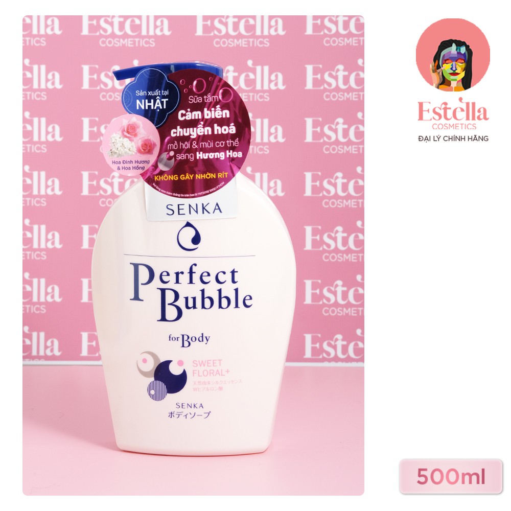 Sữa Tắm Dưỡng Ẩm Hương Hoa Hồng và Đinh Hương SENKA Perfect Bubble For Body Sweet Floral 500ml