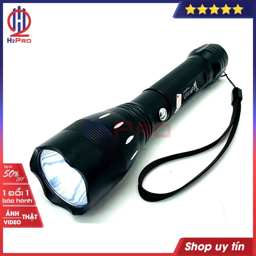 Đèn pin LED siêu sáng mini pin sạc UltraFire 8028 H2Pro LED CREE Q5 -cao cấp-chiếu xa 500m, 3 chế độ sáng-LED trắng