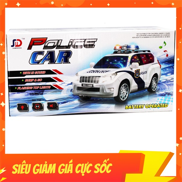 Đồ Chơi Xe Cảnh Sát Chạy Pin Phát Nhạc, Di Chuyển Tránh Vật Cản, Hệ Thống Đèn Sinh Động