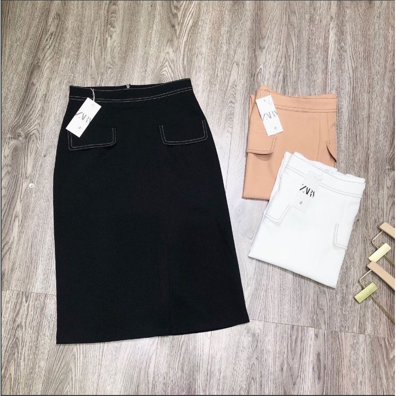 Chân Váy Ôm A Hai Nắp Túi Xẻ Trước Trần Chỉ-Min House | BigBuy360 - bigbuy360.vn