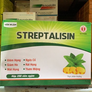 Kẹo ngậm giảm ho bạc hà streptalisin hộp 200 cái