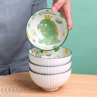 Chén Ăn Cơm Cho Bé Gốm Sứ Hình Khủng Long Xanh Dễ Thương