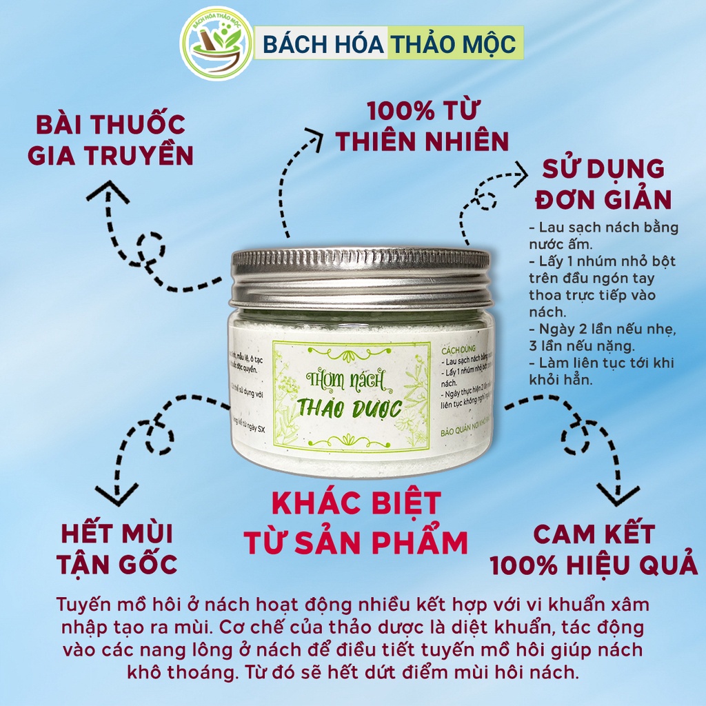 Bột Thảo Dược Hôi Nách Hết Mùi Kiểm Soát Mồ Hôi Vĩnh Viễn | Bách Hóa Thảo Mộc