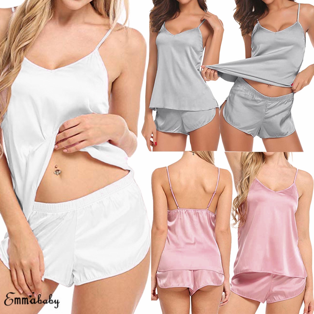 Bộ Đồ Ngủ Phi Lụa 2 Dây Gợi Cảm Cho Nữ