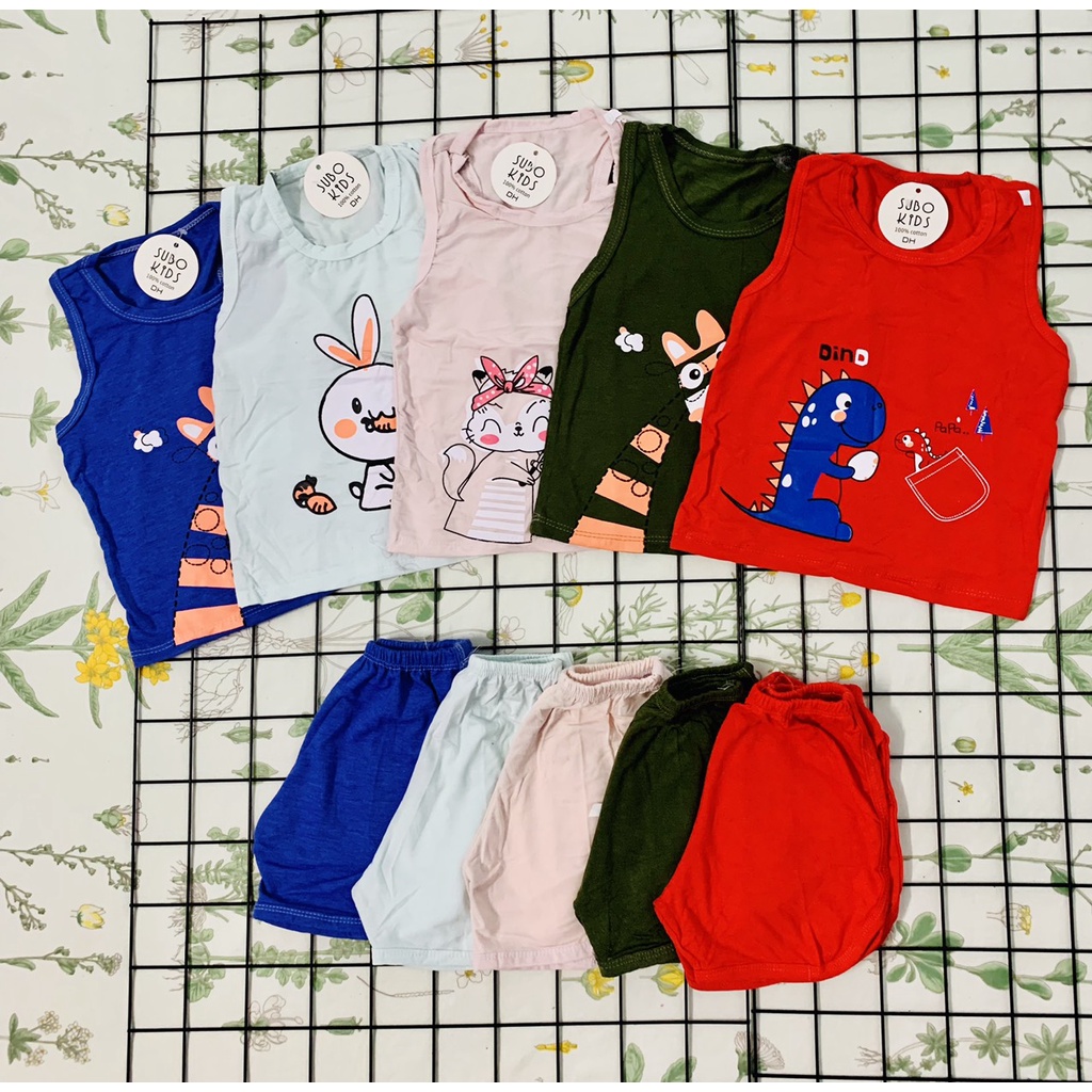 BỘ BA LỖ THUN LẠNH IN HÌNH CHO BÉ TRAI BÉ GÁI 10-25KG