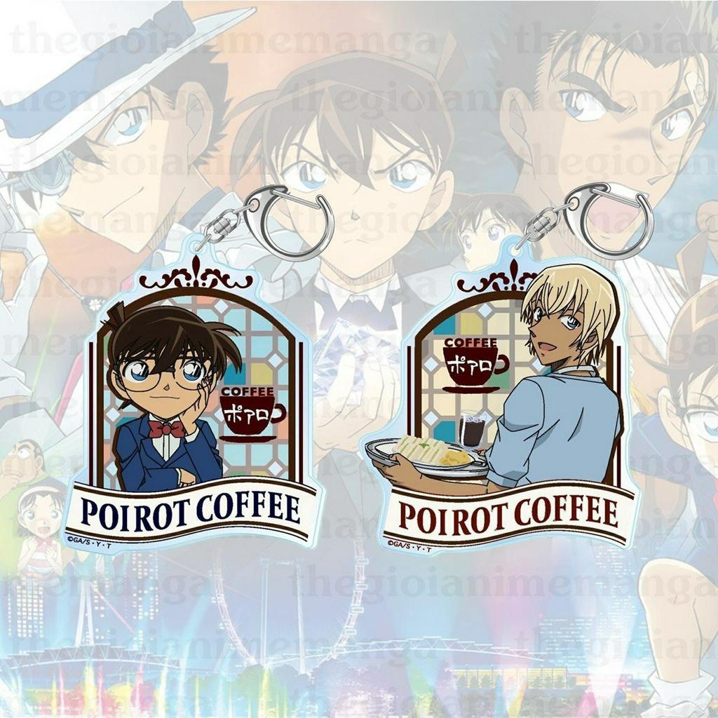 Móc khóa DETECTIVE CONAN Thám Tứ Lừng Danh ver POIROT COFFEE keyring mica acrylic in hình anime chibi xinh xắn