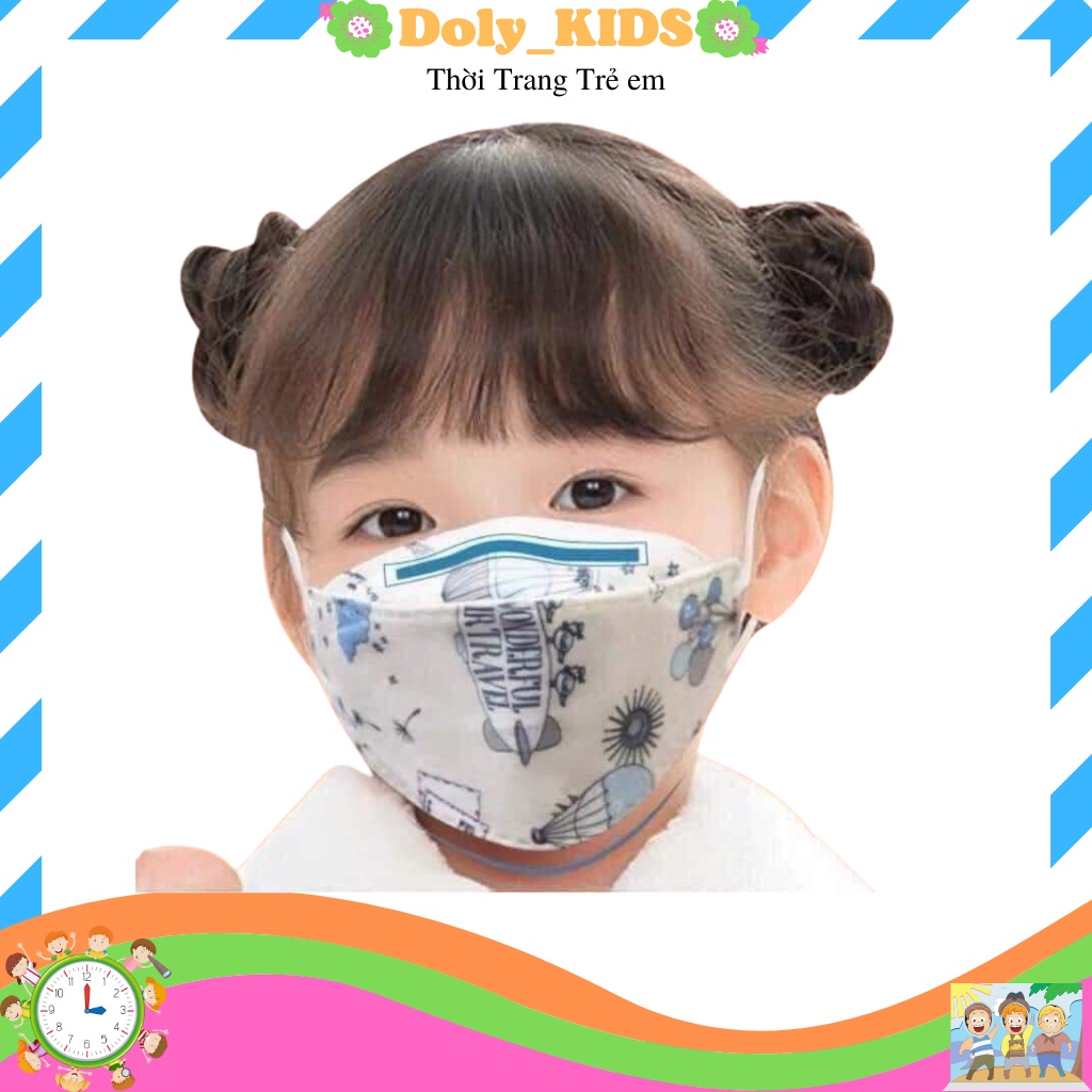 Khẩu trang cho bé 4D KF94 Mask công nghệ Hàn Quốc , Khẩu trang y tế trẻ em 4 lớp kháng Khuẩn cho bé 4-10 tuổi Doly kids