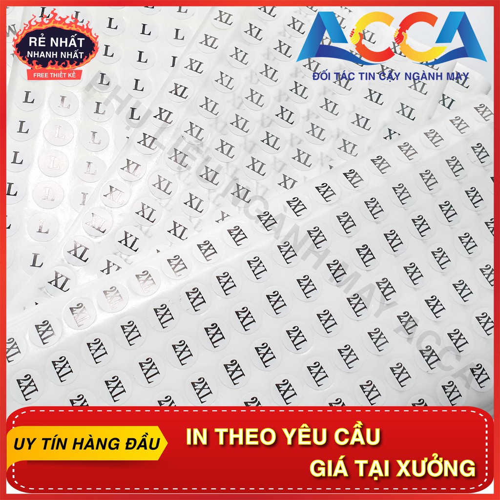 [ COMBO GIÁ SIÊU RẺ ] 60 TỜ DECAL DÁN SIZE QUẦN ÁO_IN DECAL THEO YÊU CẦU