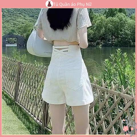 Qu n Jean C p Cao Quần Short Denim Co Giãn Màu Trắng Dáng Ôm Lưng Cao Phong Cách Hàn Quốc Hợp Thời Trang Mùa Hè Cho Nữ