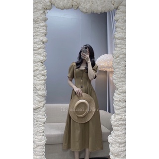 VÁY CỔ VUÔNG BO EO (Ảnh shop tự chụp)