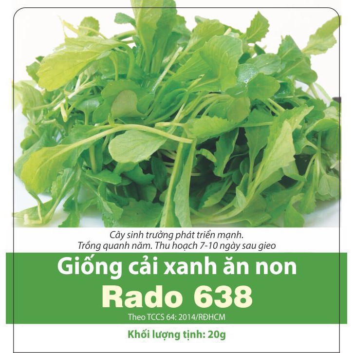 [Gói 20g] Hạt giống cải xanh ăn non