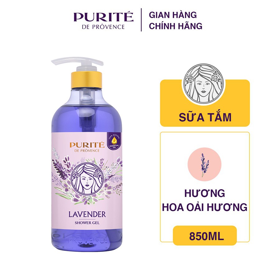 [Giá shock][COSMPRODAY giảm 8% đơn 250K]Sữa Tắm Purite Thư Giãn Hoa Oải Hương 850ml