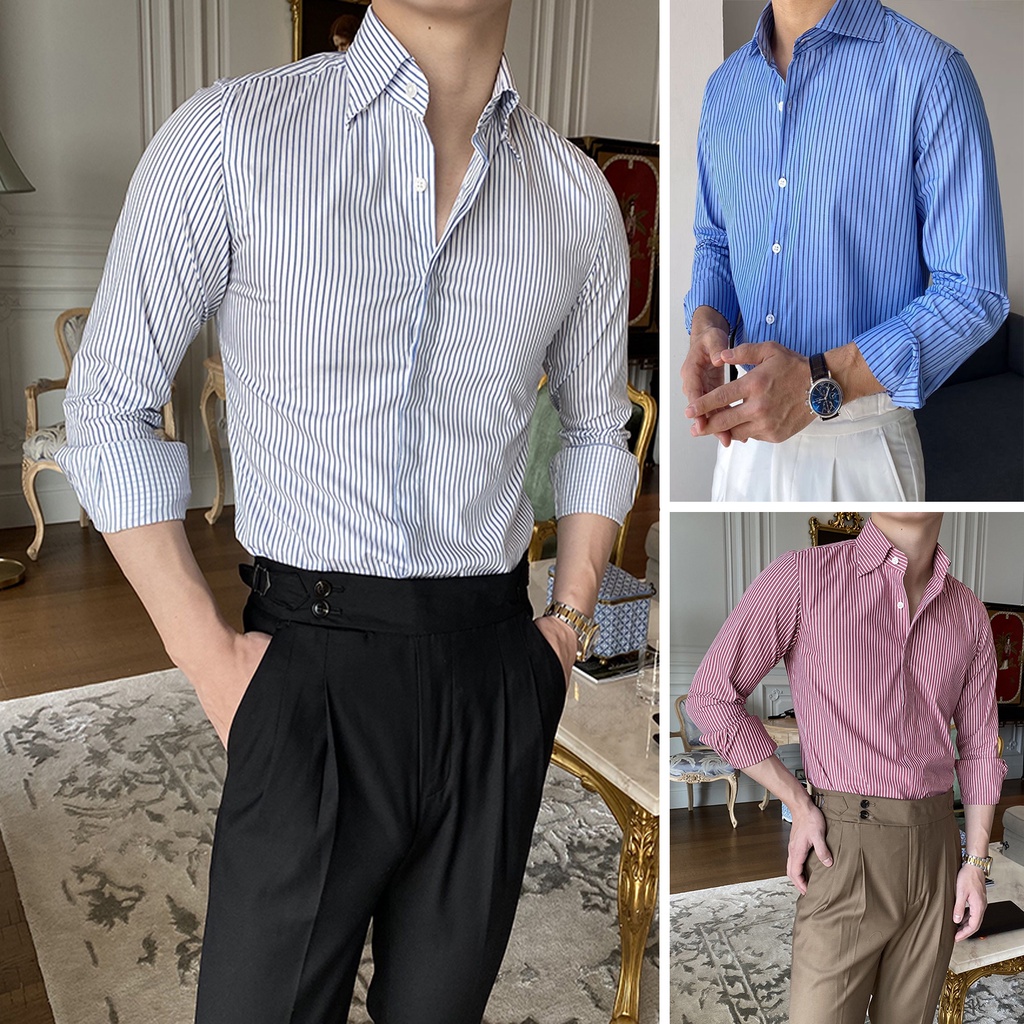 Áo Sơ Mi Nam Dài Tay Công Sở Giấu Khuy Dáng Ôm Lịch Lãm TRADY FASHION