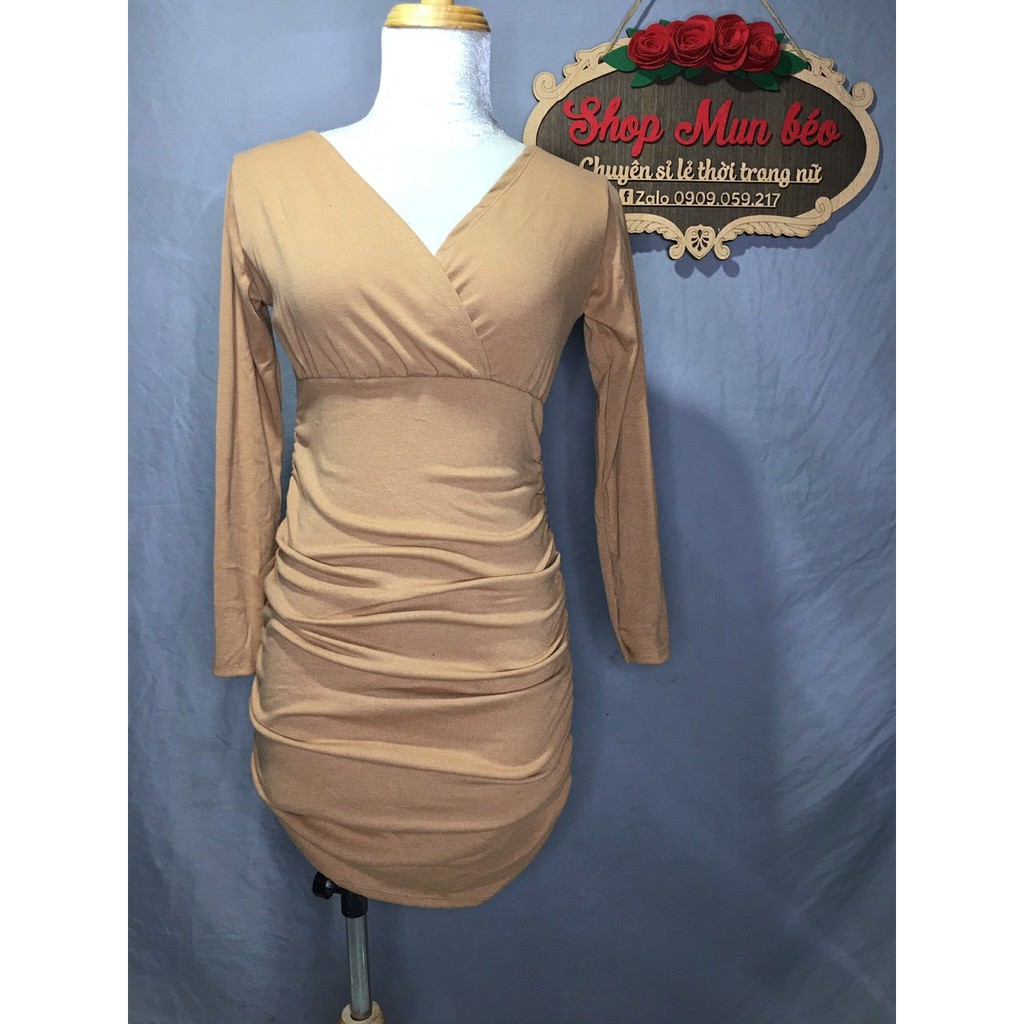 [MẪU MỚI] Đầm Body Tay Dài Cổ V Chất Thun Borip Thích Hợp Mặc Đi Tiệc Đi Làm Đi Chơi Phù Hợp Với Mọi Phong Cách | BigBuy360 - bigbuy360.vn