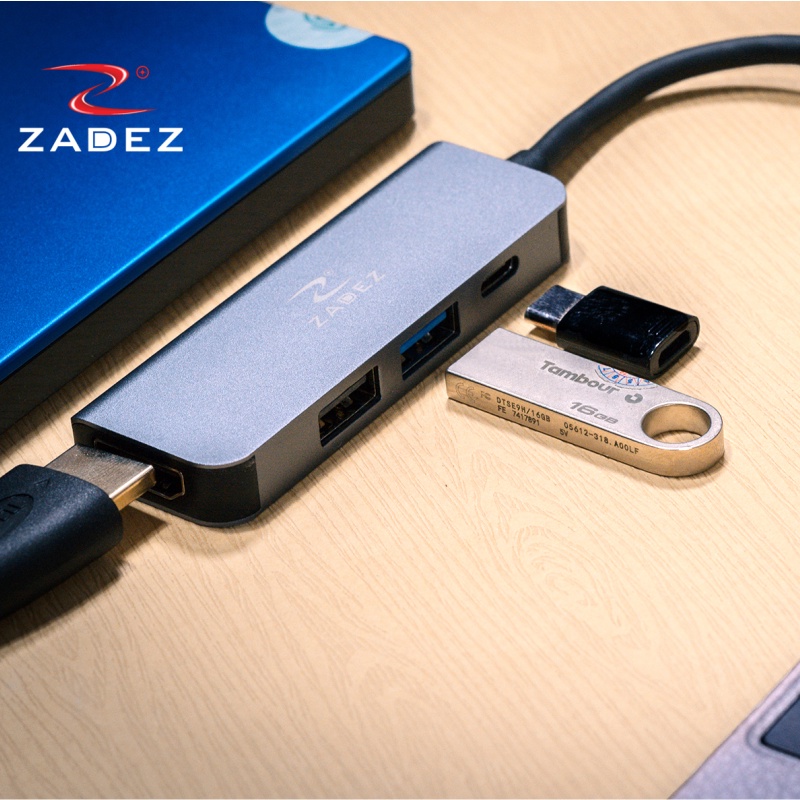 Hub Type C to HDMI 4K 30Hz/ USB 3.0/ C PD 60W/ USB 2.0 (4 in 1) ZADEZ - ZAH514 - Hàng Chính Hãng