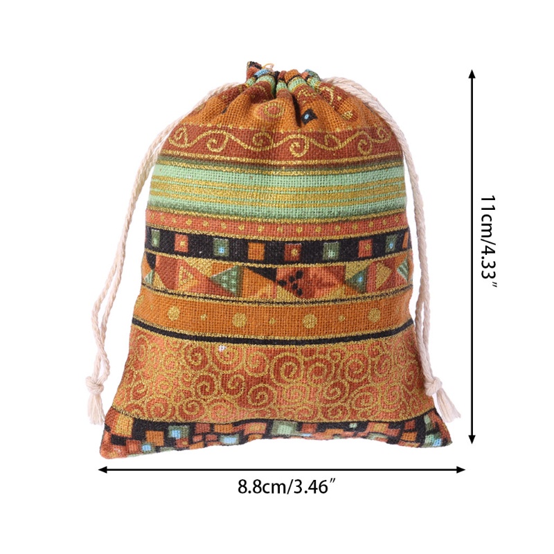 Túi Dây Rút Vải Lanh Cotton Đựng Trang Sức Hình Ai Cập