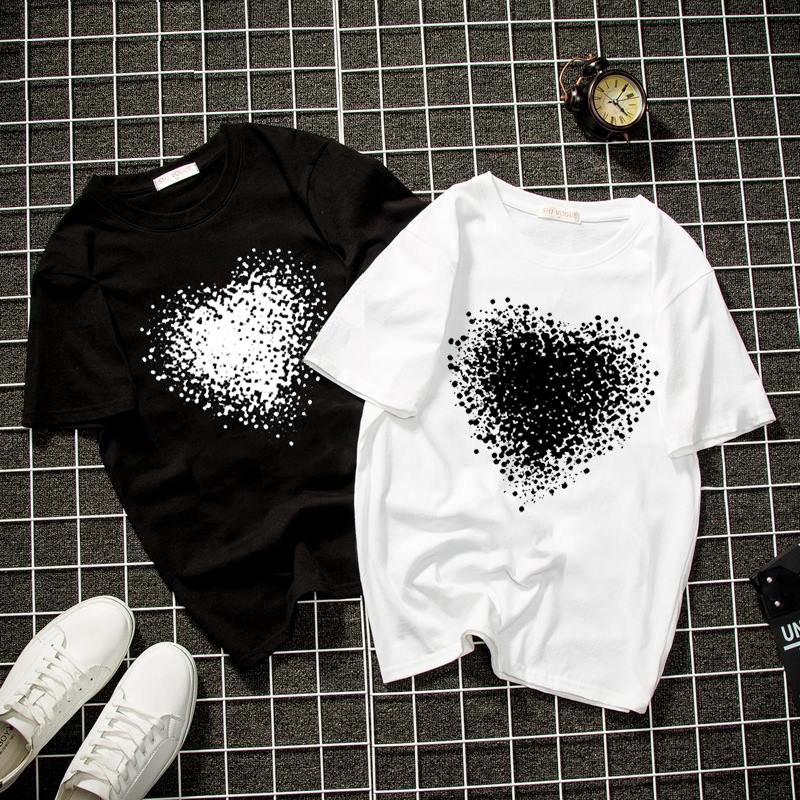 Áo thun unisex trái tim form rộng vải dày mịn 2019T953