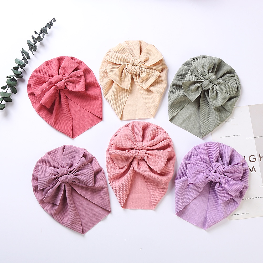 1 Mũ Turban Thắt Nơ Đôi 36 Màu Dành Cho Bé Trai Bé Gái