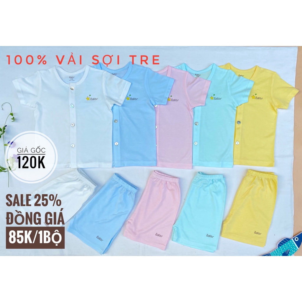Bộ Quần Áo Cộc Thẳng Sợi Tre 100% Organic Sale 20-25% Astar- size 0-18 Tháng