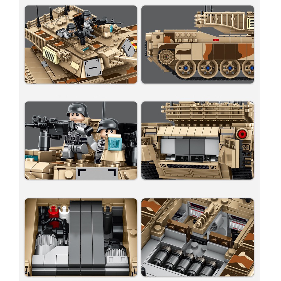 Đồ Chơi Lắp Ráp Kiểu LEGO Mô Hình ARMY Xe Tăng M1A2 ABRAMS PANLOS Model 632010 Với 1630 Mảnh Ghép