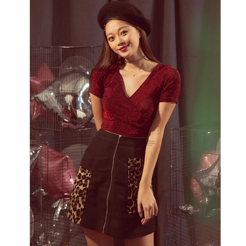 Goût De Jun Chân Váy Đen Đắp Túi Da Beo Farae Skirt | BigBuy360 - bigbuy360.vn