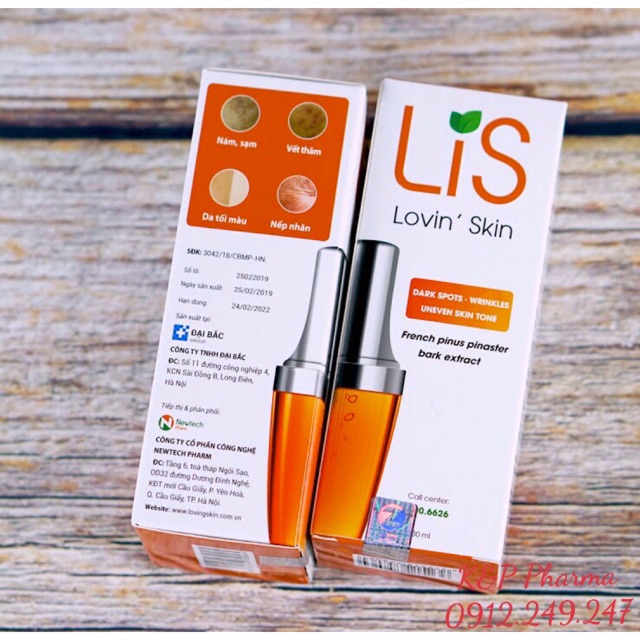 ✅ Lis Lovin Skin - Gel dưỡng da tinh chất thông đỏ Pháp - Giảm nám, sạm, giúp da sáng màu hiệu quả