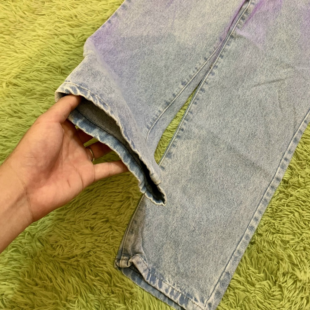 Quần jean nam nữ ống rộng ống suông Mellow, quần bò nam nữ suông ống rộng Baggy,dáng đứng vải jeans bò xanh fomt suông