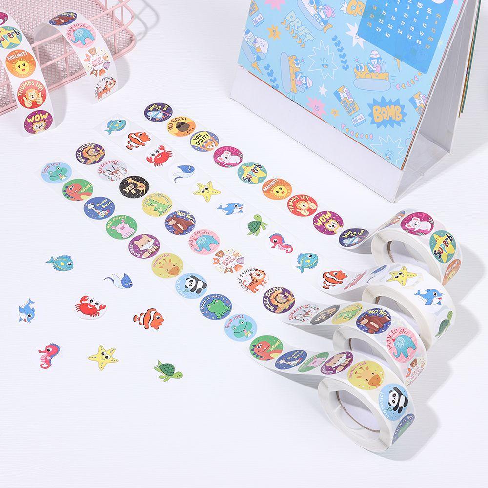 Cuộn 500 Miếng Dán Họa Tiết Hoạt Hình Cho Trẻ Mẫu Giáo|Nhãn Dán Trang Trí Sổ Lưu Niệm Dễ Thương