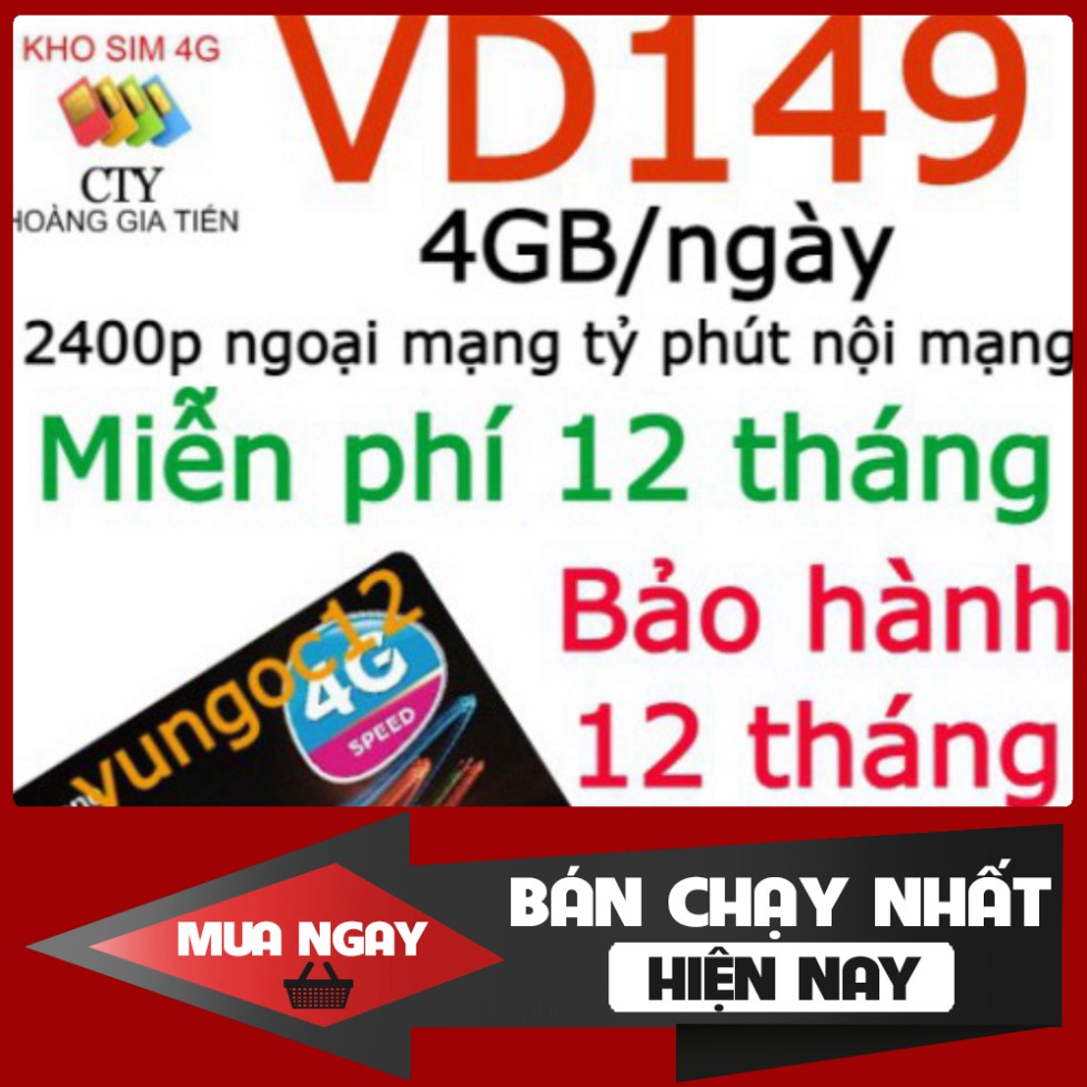 TẶNG QUÀ  SIM 4G VINA VD149 KM 4GB/NGÀY VÀ VD89 KM 2GB/NGÀY XÀI TRỌN GÓI 1 NĂM KHÔNG TỐN PHÍ DUY TRÌ TẶNG QUÀ