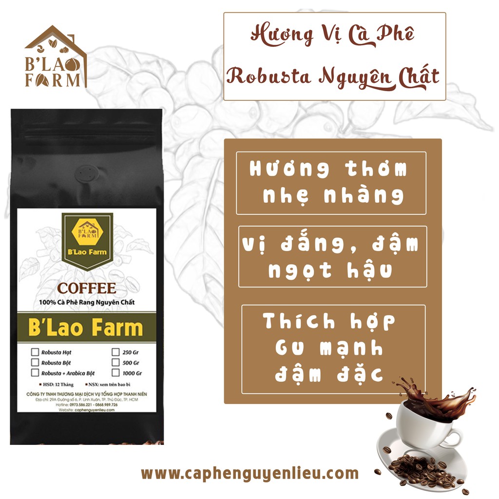 [Cà Phê Robusta rang xay] Cafe Rang mộc B’Lao Farm Nguyên Chất 100% - cà phê pha phin gu mạnh - coffee robusta | BigBuy360 - bigbuy360.vn