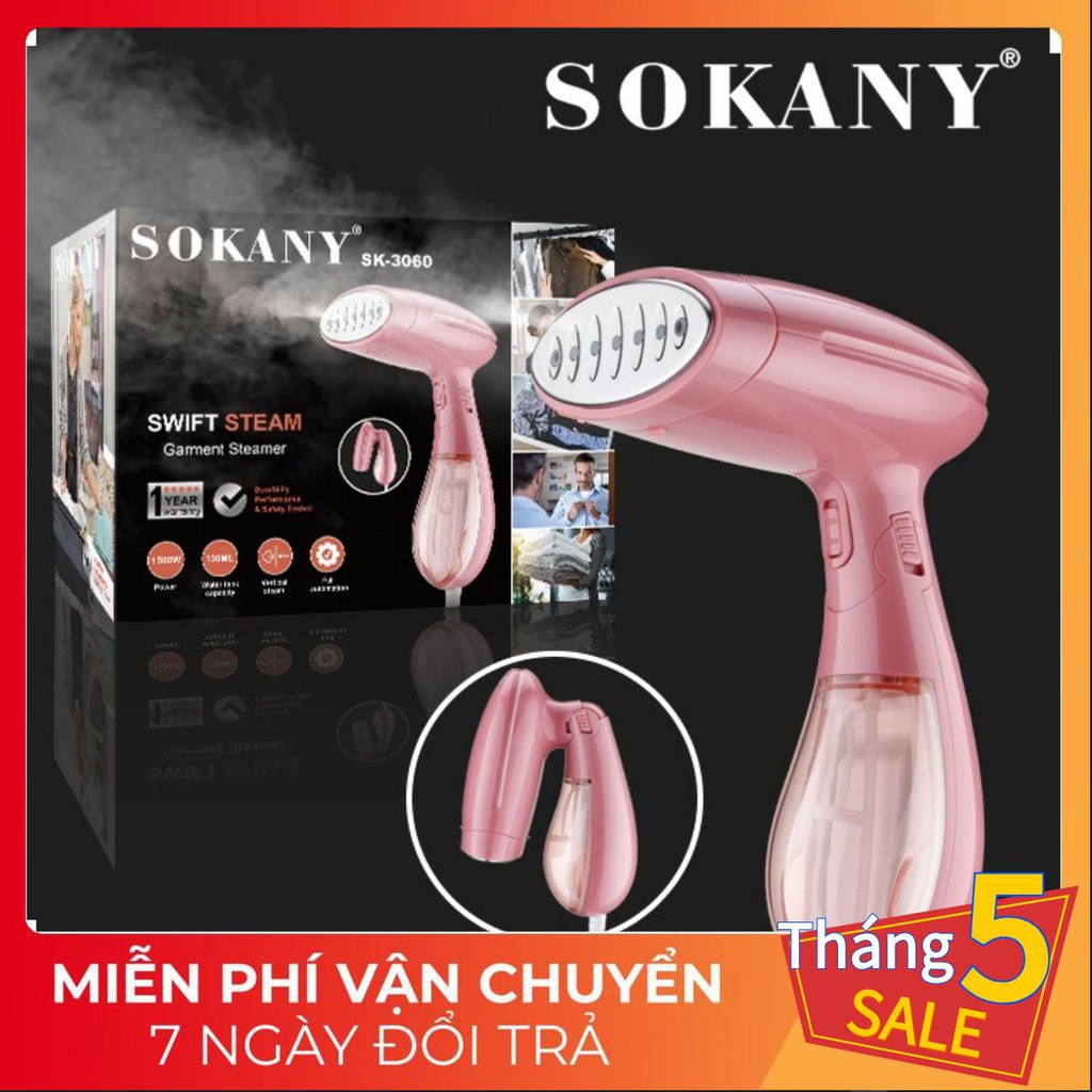 [ MUA 1 TẶNG 1 - BH 2 NĂM ] Bàn là hơi nước Sokany 3050 công suất 1500W gấp gọn, ủi nhanh mọi loại vải không gây mỏi tay