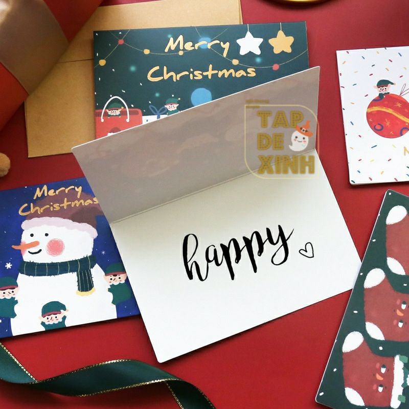 Thiệp chúc mừng giáng sinh Merry Christmas  chữ nhũ vàng lấp lánh giá sỉ rẻ  Freeship 50k