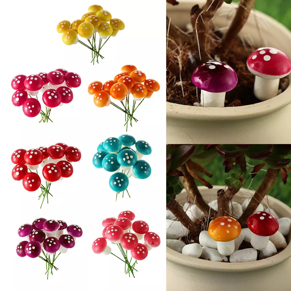 Set 5 mô hình nấm bằng xốp nhiều màu trang trí tiểu cảnh DIY