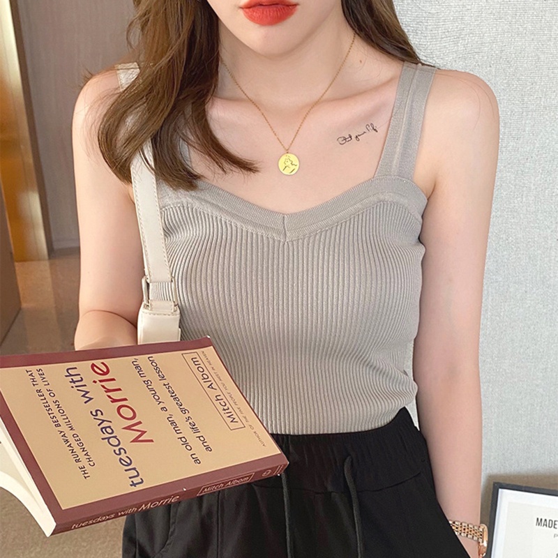 Áo Len Không Tay Cổ Chữ V Phong Cách Hàn Quốc Gợi Cảm Cho Nữ