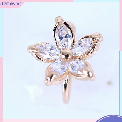 Khuyên kẹp vành tai đơn thiết kế bông hoa đính đá lấp lánh sang trọng cá tính dành cho nữ