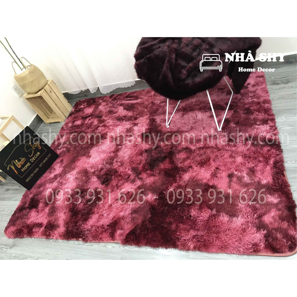 Thảm Lông Trải Sàn Màu Đỏ Loang - Size 2mx1m6