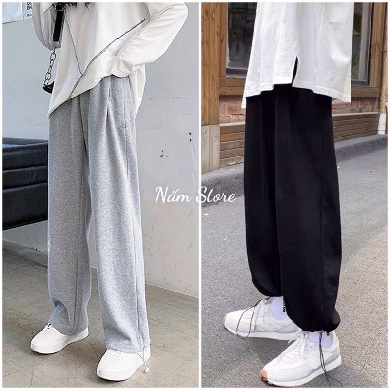 Quần Ống Rộng Nam Jogger DORA Nỉ da cá Ulzzang Dây Rút Ở Gấu - Kiểu quần ống rộng cạp cao Unisex - Nấm Store