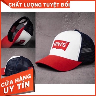 Nón kết LEVIS chất cotton phối lưới Hàn Quốc cao cấp, nón kết thể thao màu đỏ đen trắng Nón free size