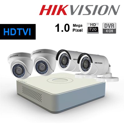 Bộ 4 camera Hikvision 1.0MP chính hãng hình ảnh HD cực nét