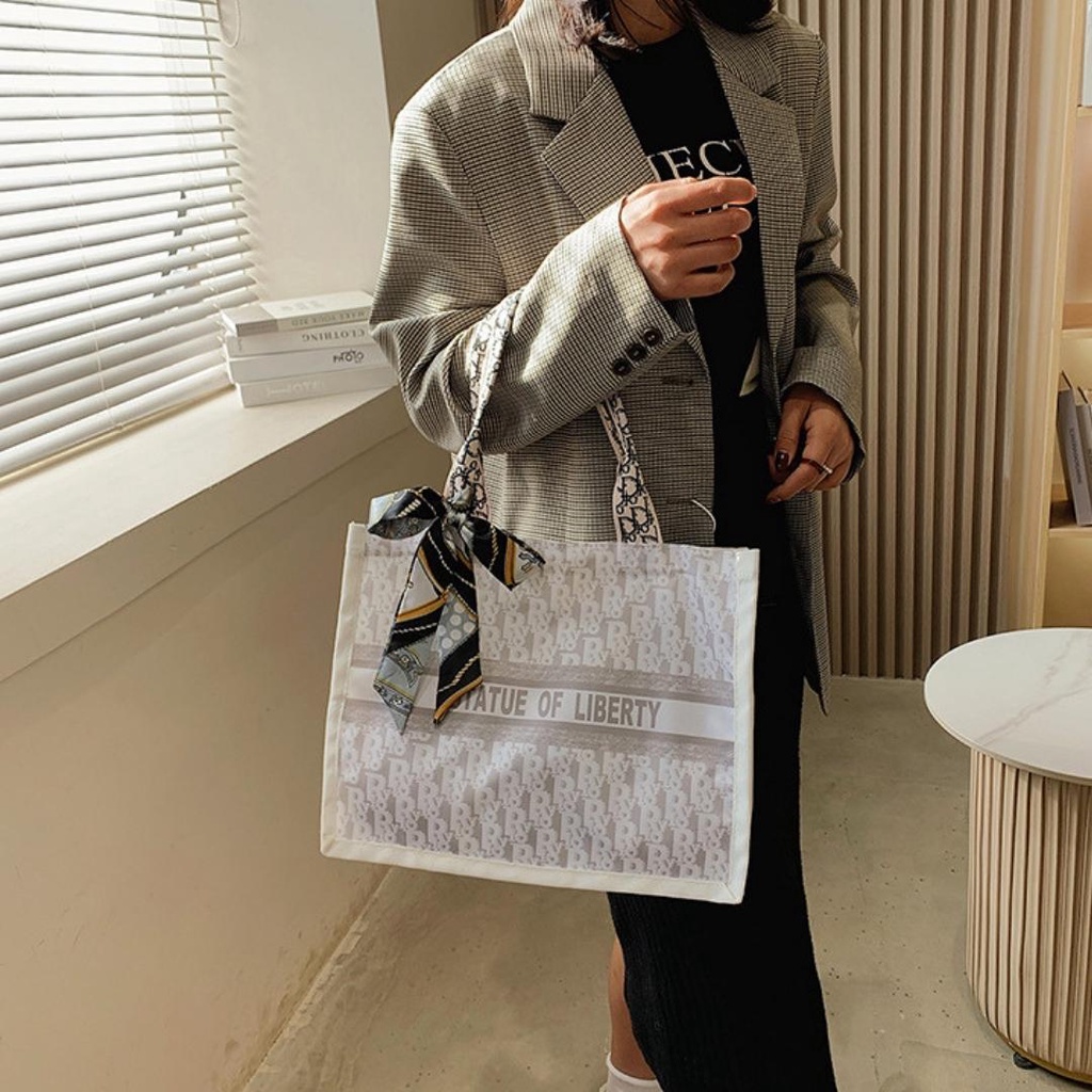 Túi xách nữ , túi tote công sở size to vải Canvas phối nơ thời trang Hàn Quốc TX12