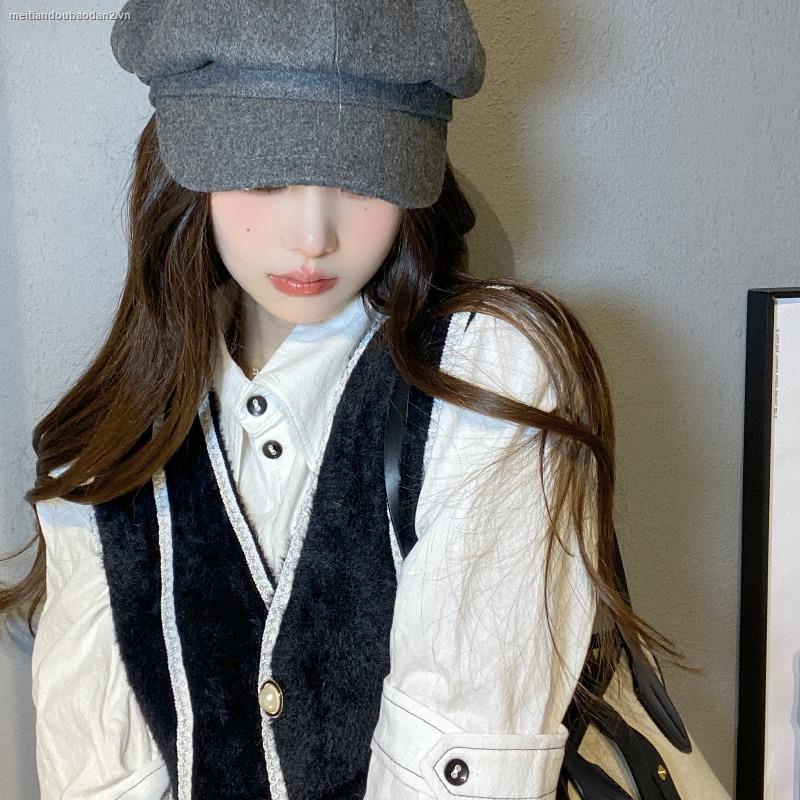 Áo khoác cardigan dệt kim cổ chữ V màu sắc tương phản thời trang mùa thu cho nữ | BigBuy360 - bigbuy360.vn