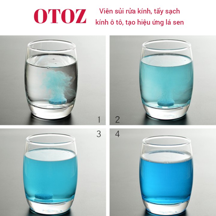 Viên sùi rửa kính OTOZ, tẩy sạch kính ô tô, Hỗ trợ tẩy sạch kính lái, 100% sinh học, thân thiện môi trường