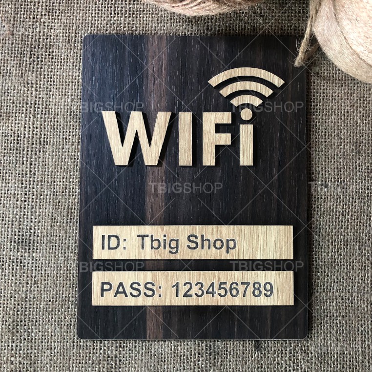 [Theo yêu cầu] Bảng ghi thông tin wifi mật khẩu  gỗ khắc laser cao cấp cho quán cafe, trà sữa, khách sạn, nhà nghỉ
