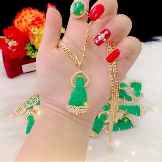 Dây chuyền nữ mặt phật xanh dát vàng 18k cao cấp