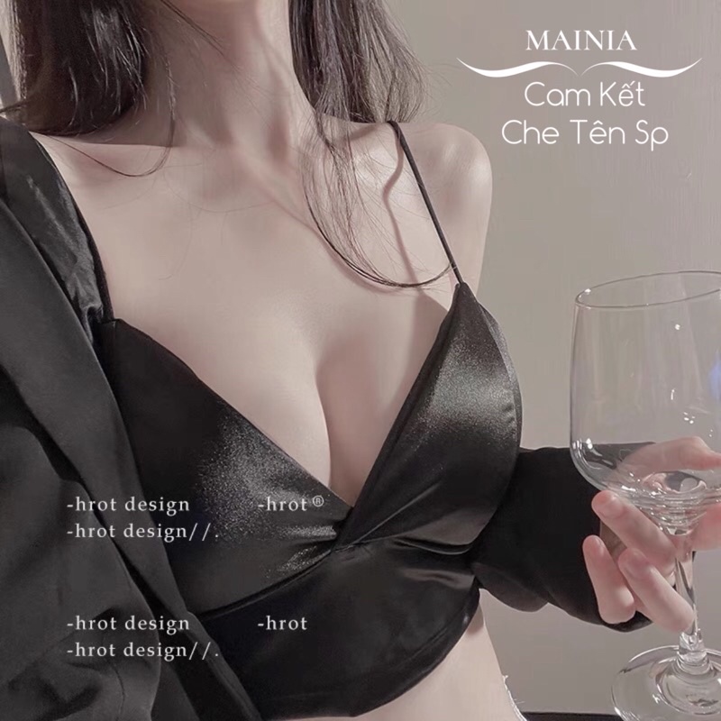 Áo Bra Satin Bản To Lụa Phi Bóng Áo Bra Crotop Hai Dây Trắng Đen Sexy Mainia Shop