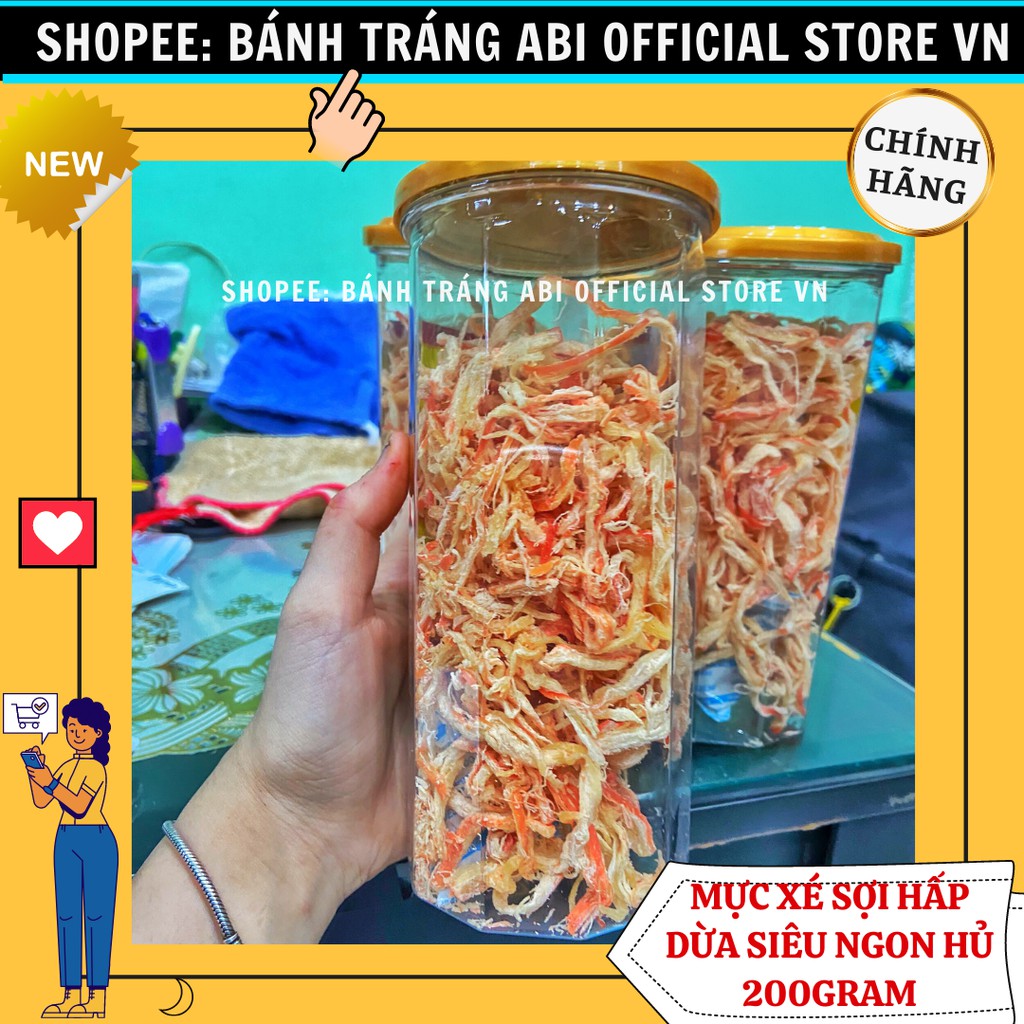 200G MỰC HẤP NƯỚC DỪA XÉ SỢI HỦ LỤC GIÁC NẮP VÀNG SIÊU NGON | BigBuy360 - bigbuy360.vn